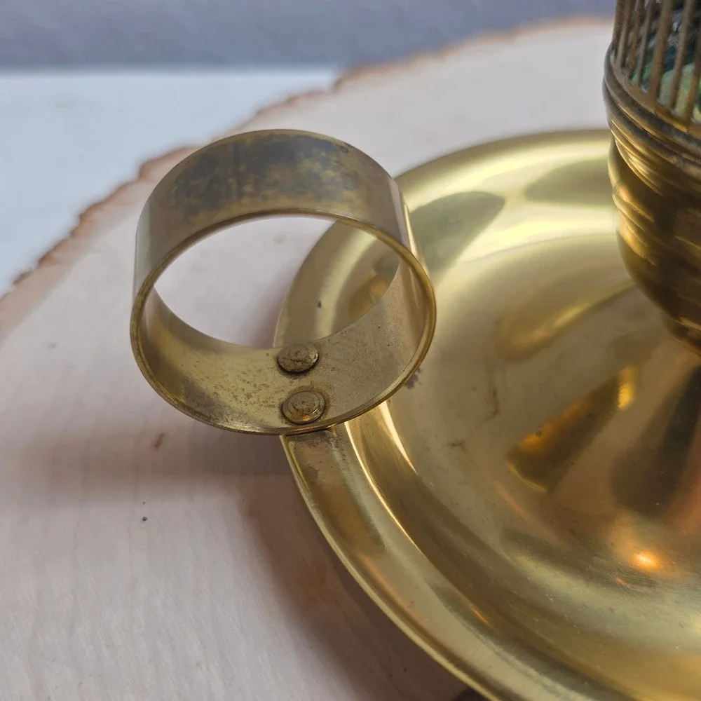 Vintage 30s Chase Brass Chamberstick Candle Holder Pair‎ Colonial